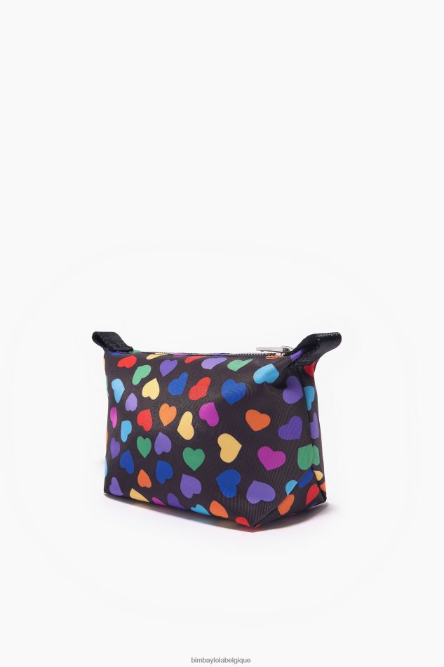 accessoires Bimba Y Lola trousse de maquillage trapèze en nylon imprimé cœurs noir HV44861116