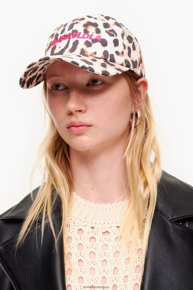 accessoires Bimba Y Lola casquette en coton imprimé léopard naturel HV4486867