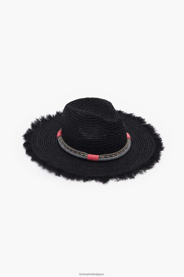 accessoires Bimba Y Lola chapeau de raphia noir HV4486864