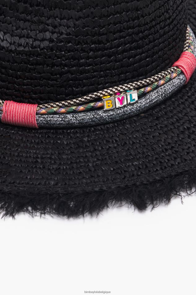 accessoires Bimba Y Lola chapeau de raphia noir HV4486864