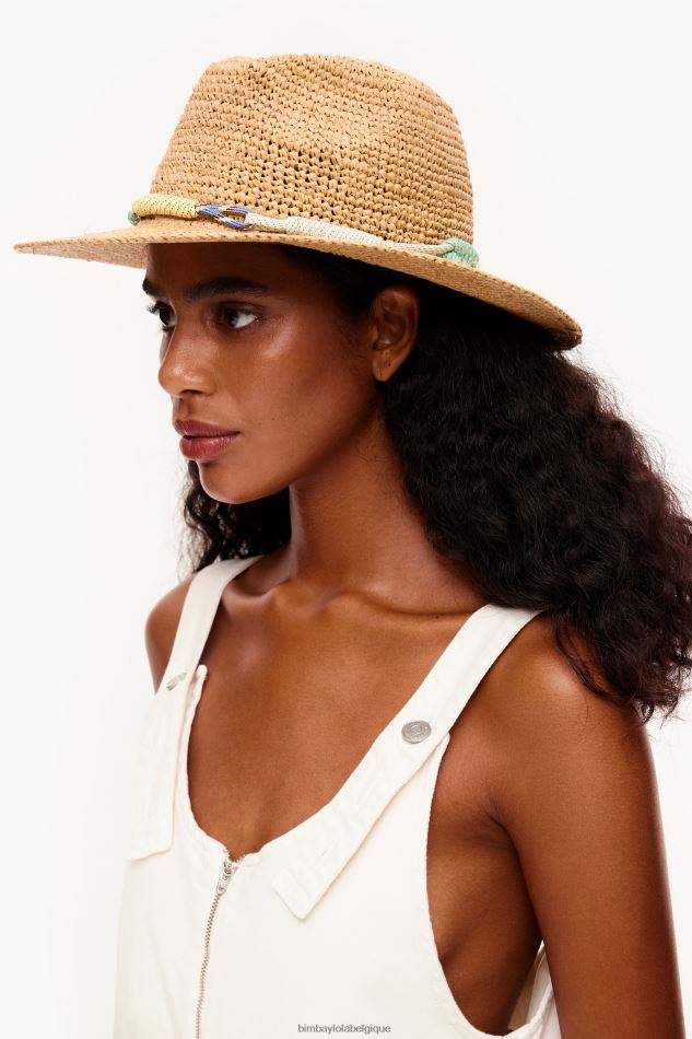 accessoires Bimba Y Lola chapeau en raphia clair naturel HV4486863