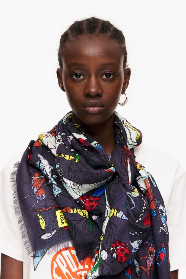 accessoires Bimba Y Lola châle insectes et logo gris HV4486639