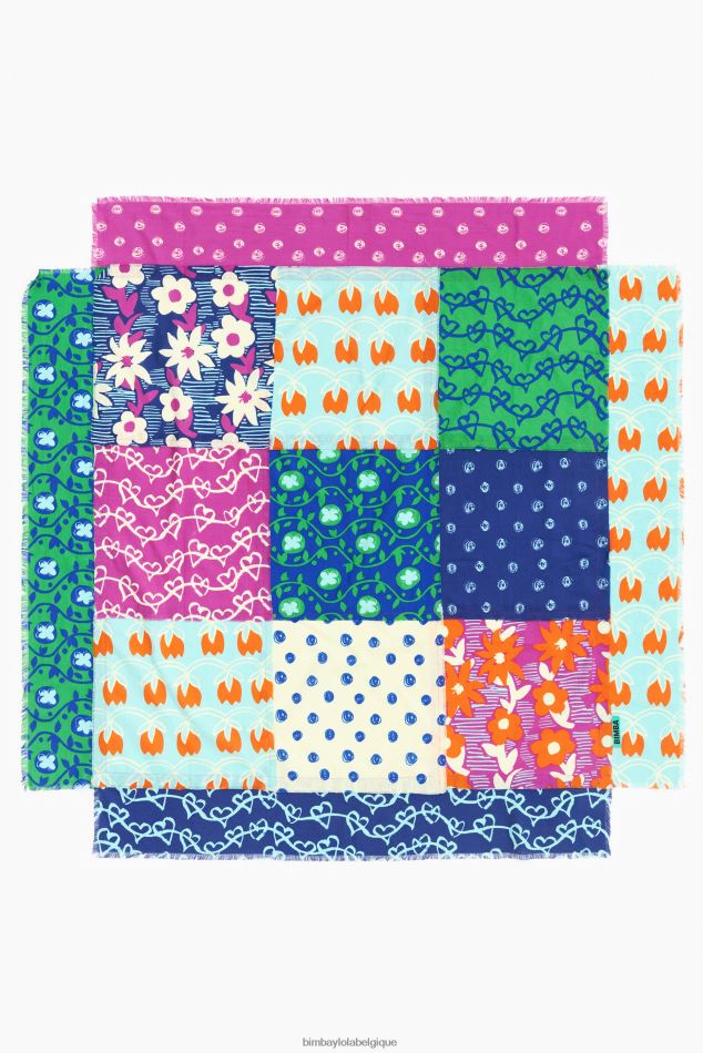 accessoires Bimba Y Lola châle patchwork bleu vert HV4486650