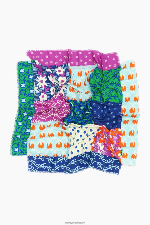 accessoires Bimba Y Lola châle patchwork bleu vert HV4486650