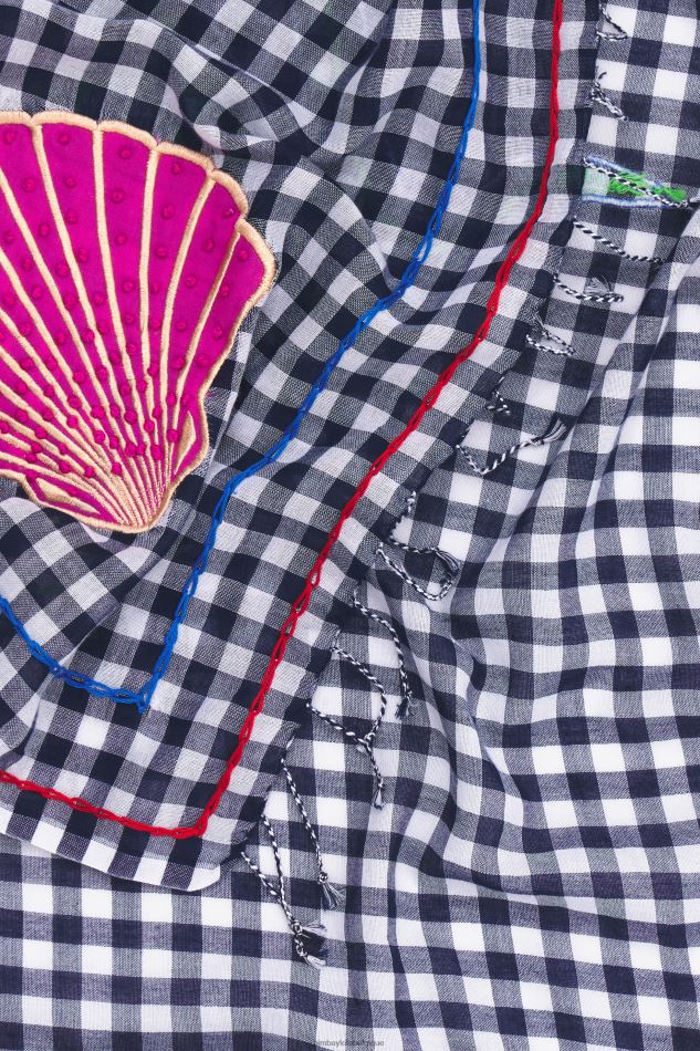 accessoires Bimba Y Lola châle vichy brodé bleu marine HV4486632