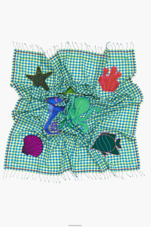 accessoires Bimba Y Lola châle vichy brodé jaune HV4486633