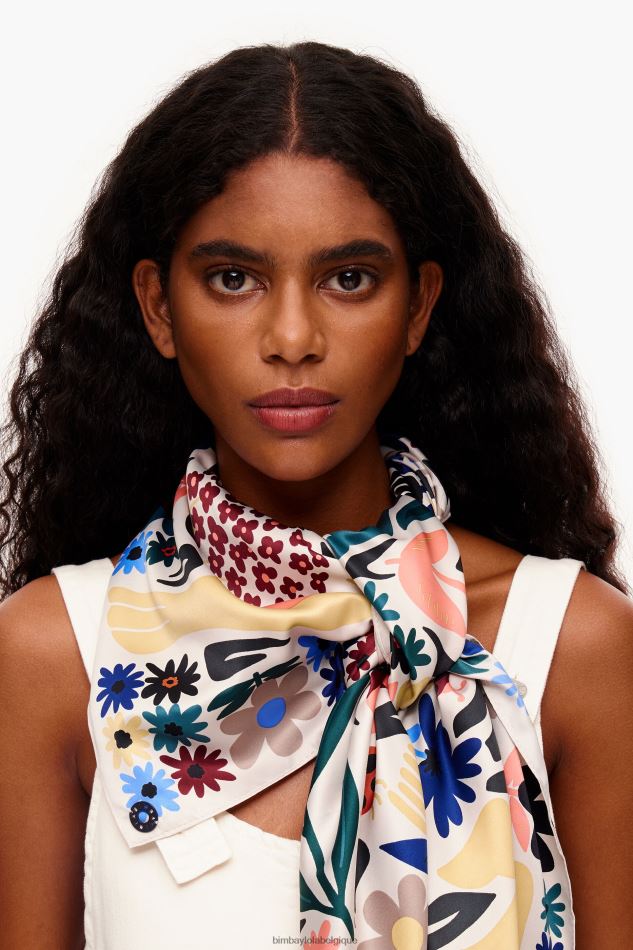 accessoires Bimba Y Lola écharpe animaux et fleurs gris clair HV4486647