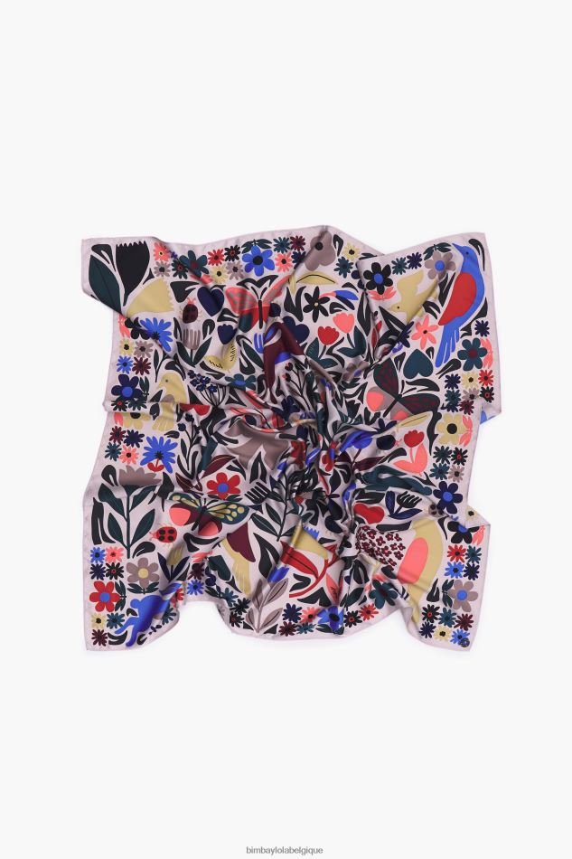 accessoires Bimba Y Lola écharpe animaux et fleurs gris clair HV4486647