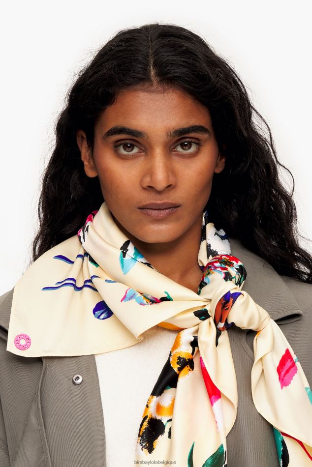 accessoires Bimba Y Lola écharpe à fleurs crème HV4486605