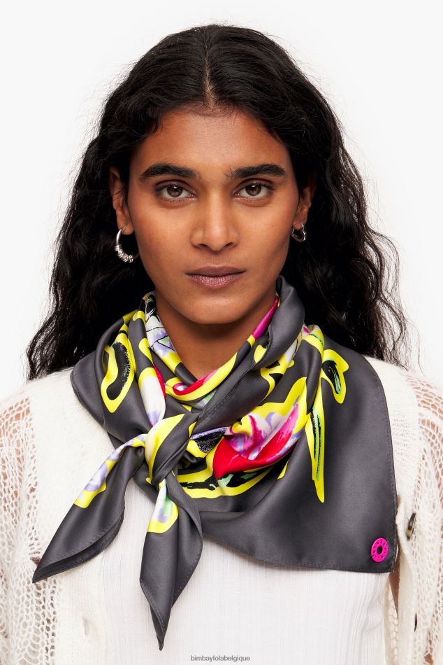 accessoires Bimba Y Lola écharpe à fleurs foncées gris HV4486604