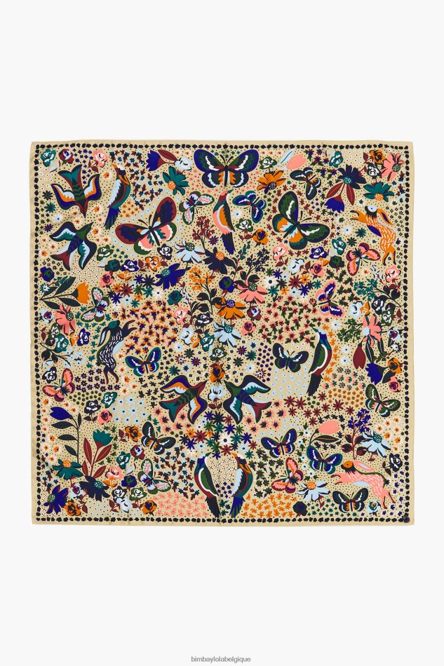 accessoires Bimba Y Lola écharpe fleurs oiseaux papillons Champagne HV4486638