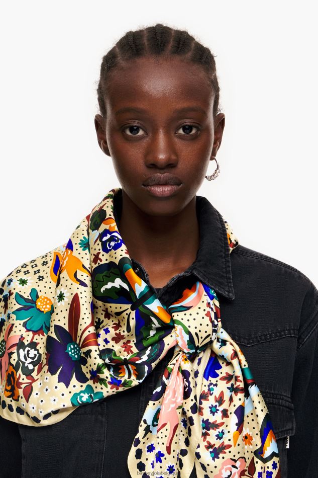 accessoires Bimba Y Lola écharpe fleurs oiseaux papillons Champagne HV4486638