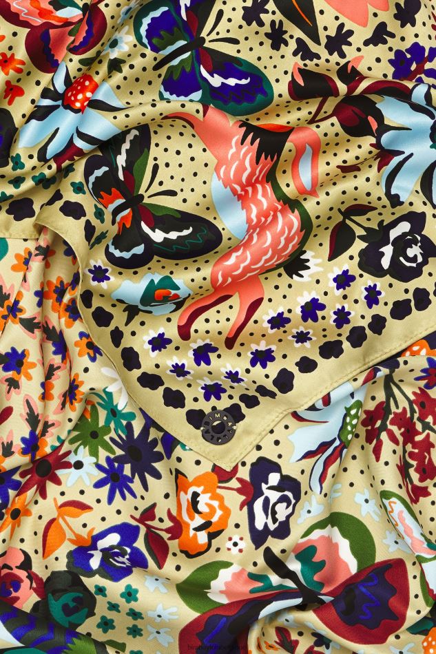 accessoires Bimba Y Lola écharpe fleurs oiseaux papillons Champagne HV4486638