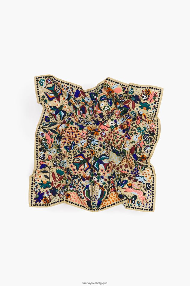 accessoires Bimba Y Lola écharpe fleurs oiseaux papillons Champagne HV4486638