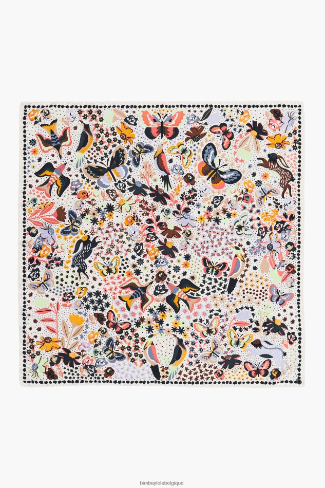 accessoires Bimba Y Lola écharpe fleurs oiseaux papillons blanc HV4486637