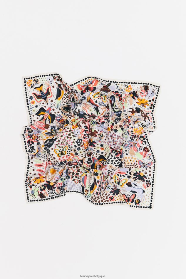 accessoires Bimba Y Lola écharpe fleurs oiseaux papillons blanc HV4486637