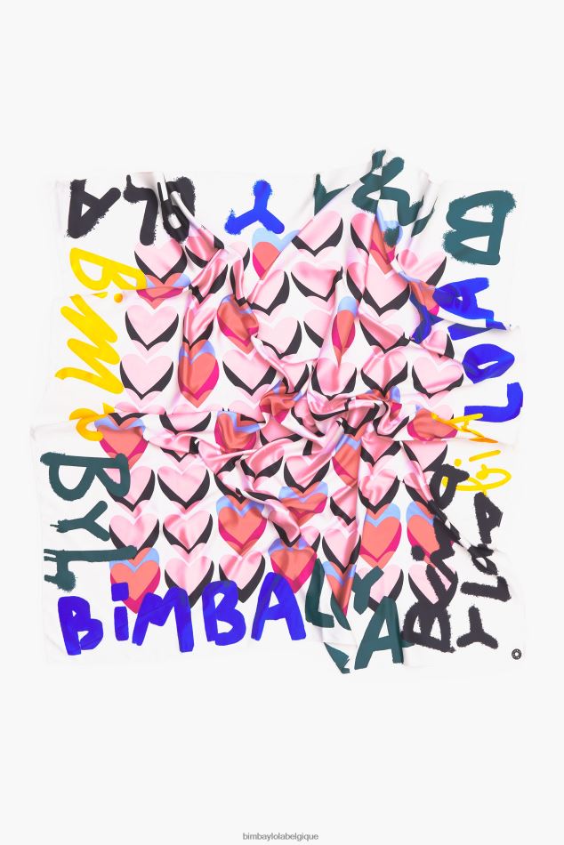 accessoires Bimba Y Lola écharpe à logo graffiti coeurs blanc HV4486614