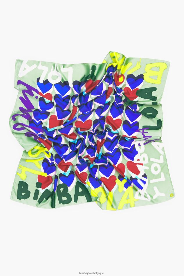 accessoires Bimba Y Lola écharpe à logo graffiti coeurs menthe HV4486615