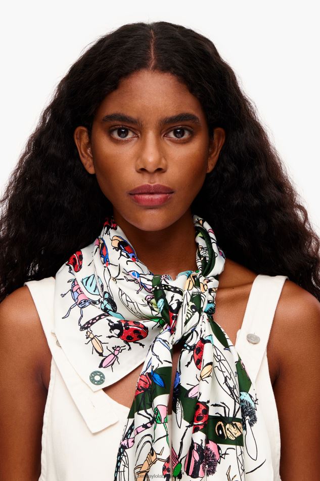 accessoires Bimba Y Lola écharpe logo insectes et corail blanc HV4486643