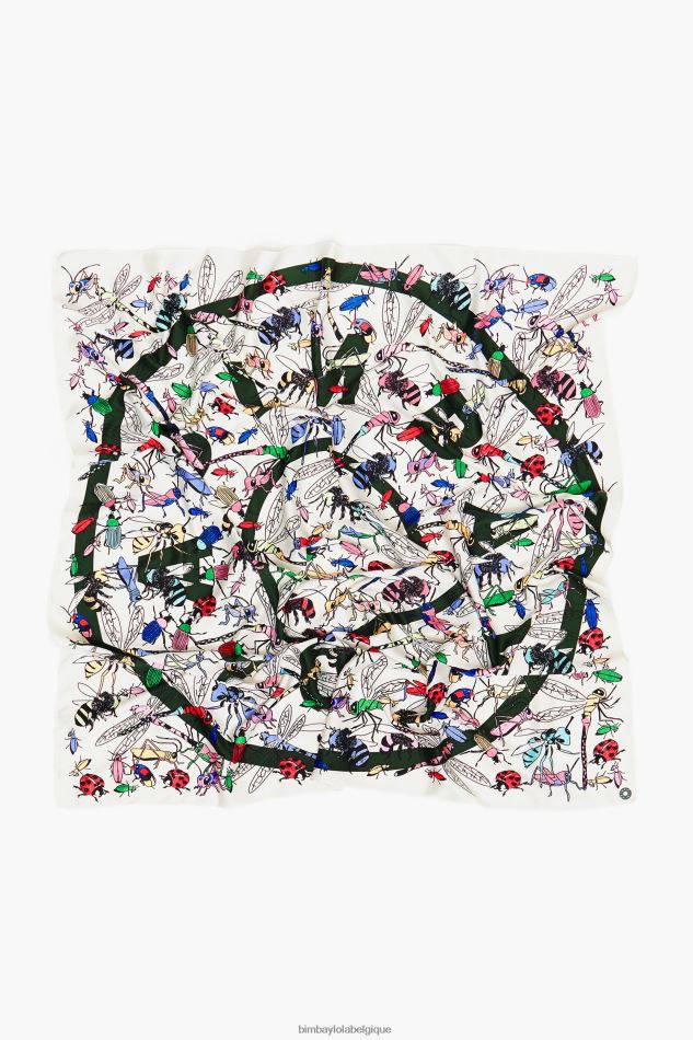 accessoires Bimba Y Lola écharpe logo insectes et corail blanc HV4486643
