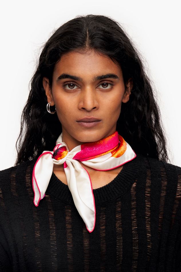 accessoires Bimba Y Lola foulard en soie à fleurs blanc HV4486606