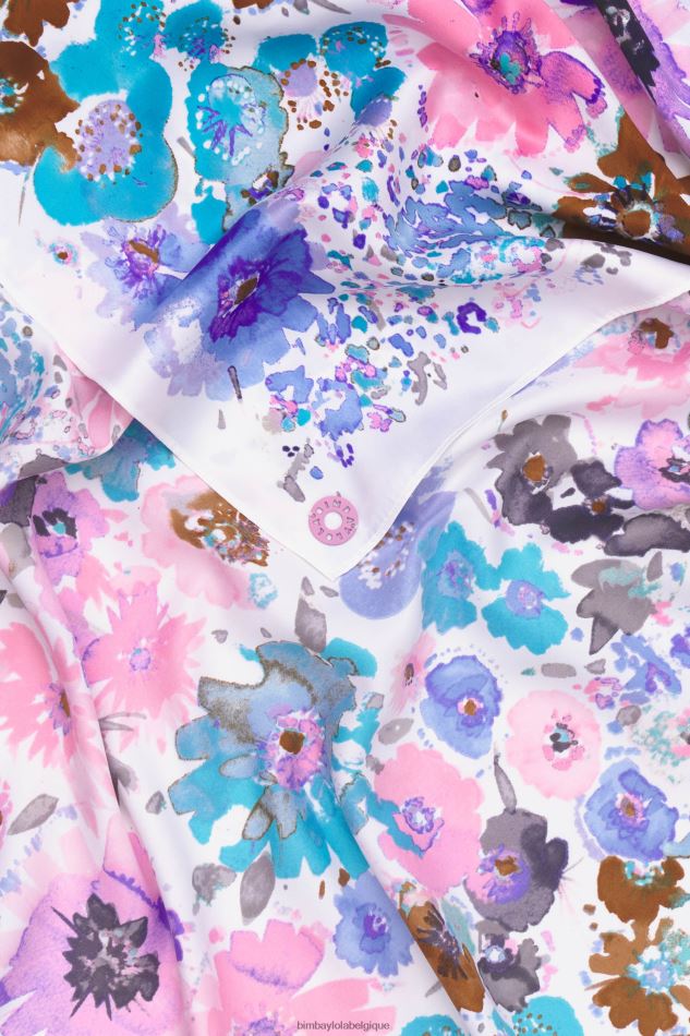 accessoires Bimba Y Lola foulard fleuri aquarelle blanc HV4486617
