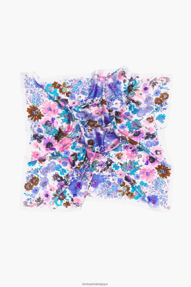 accessoires Bimba Y Lola foulard fleuri aquarelle blanc HV4486617