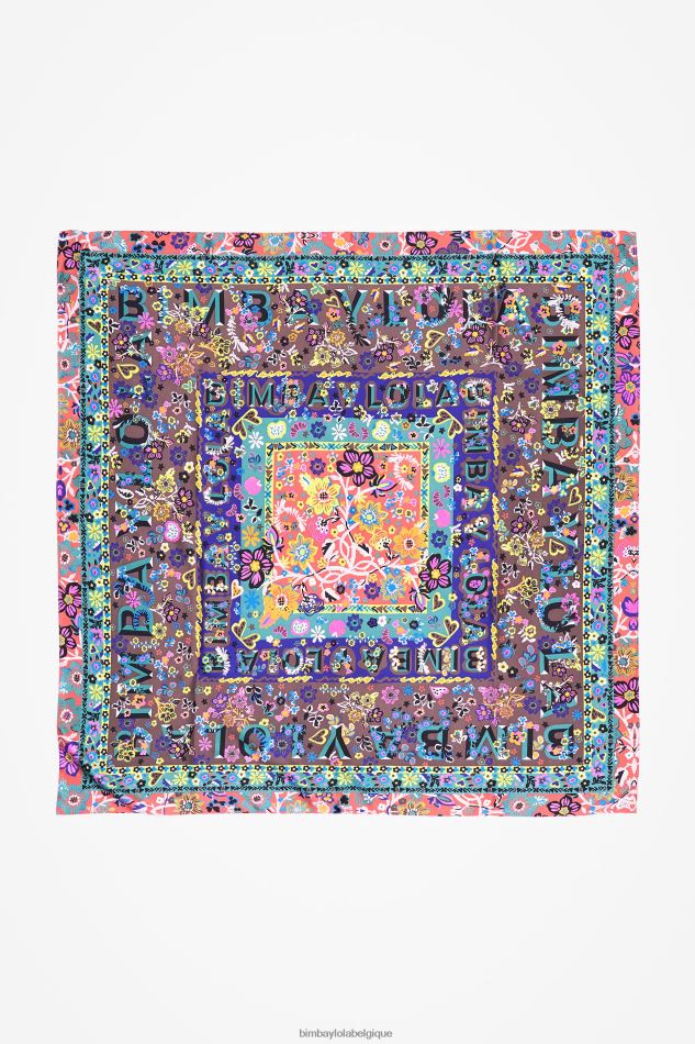 accessoires Bimba Y Lola foulard à fleurs et logos taupe HV4486636
