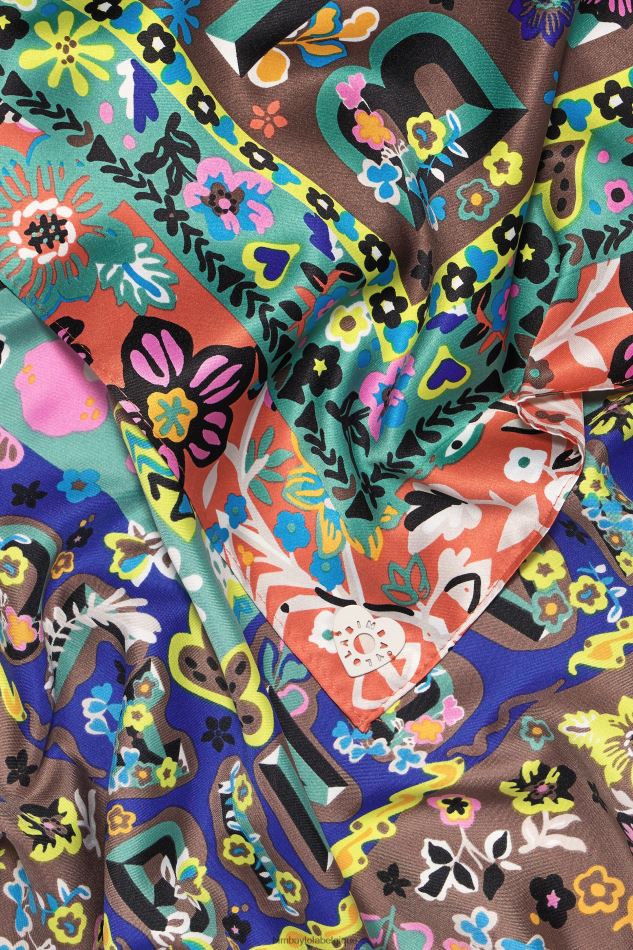 accessoires Bimba Y Lola foulard à fleurs et logos taupe HV4486636