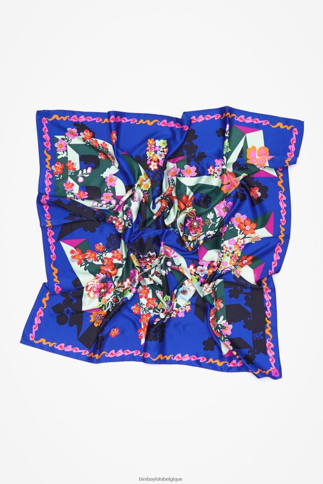 accessoires Bimba Y Lola foulard à fleurs géométriques et logo bleu HV4486628