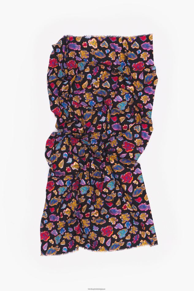 accessoires Bimba Y Lola long paréo de mer poisson en coton noir HV4486610