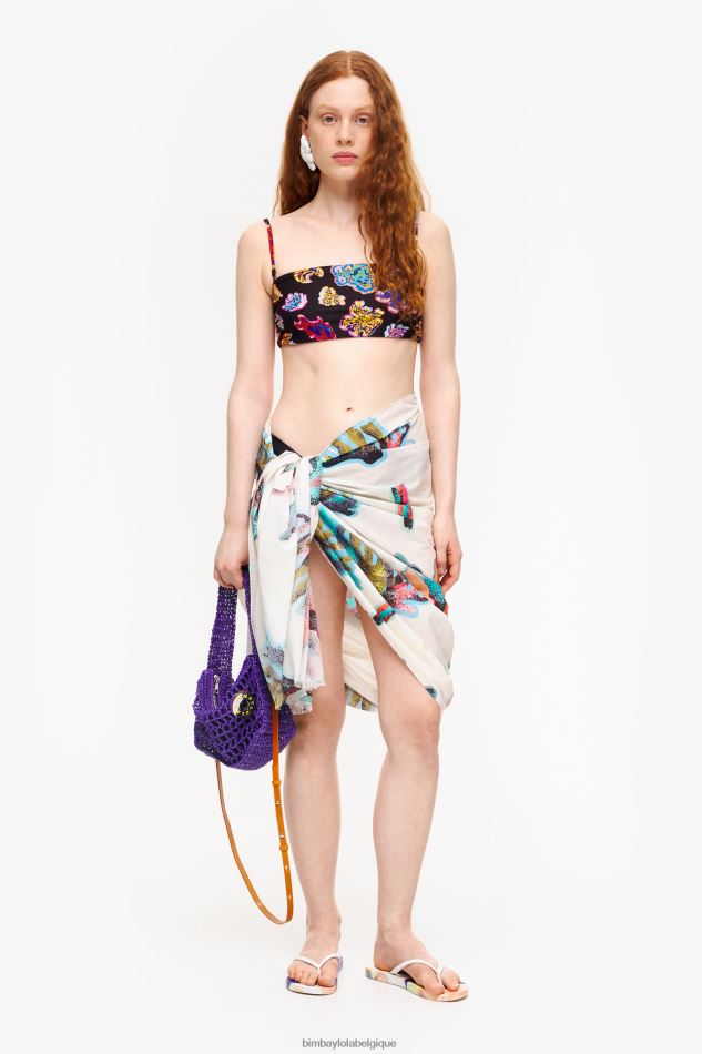 accessoires Bimba Y Lola paréo long en coton imprimé corail HV4486609