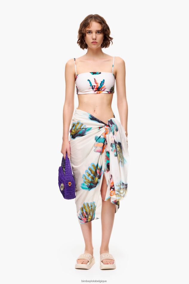 accessoires Bimba Y Lola paréo long en coton imprimé corail HV4486609