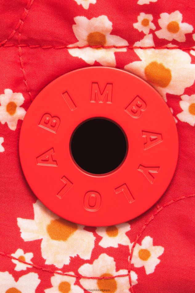 accessoires Bimba Y Lola sac cabas en nylon fleurs acryliques rouge HV4486133