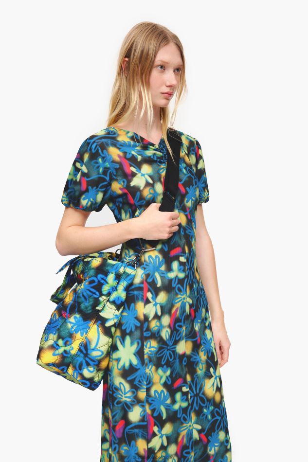 accessoires Bimba Y Lola sac cabas en nylon à fleurs graffiti bleu HV4486132