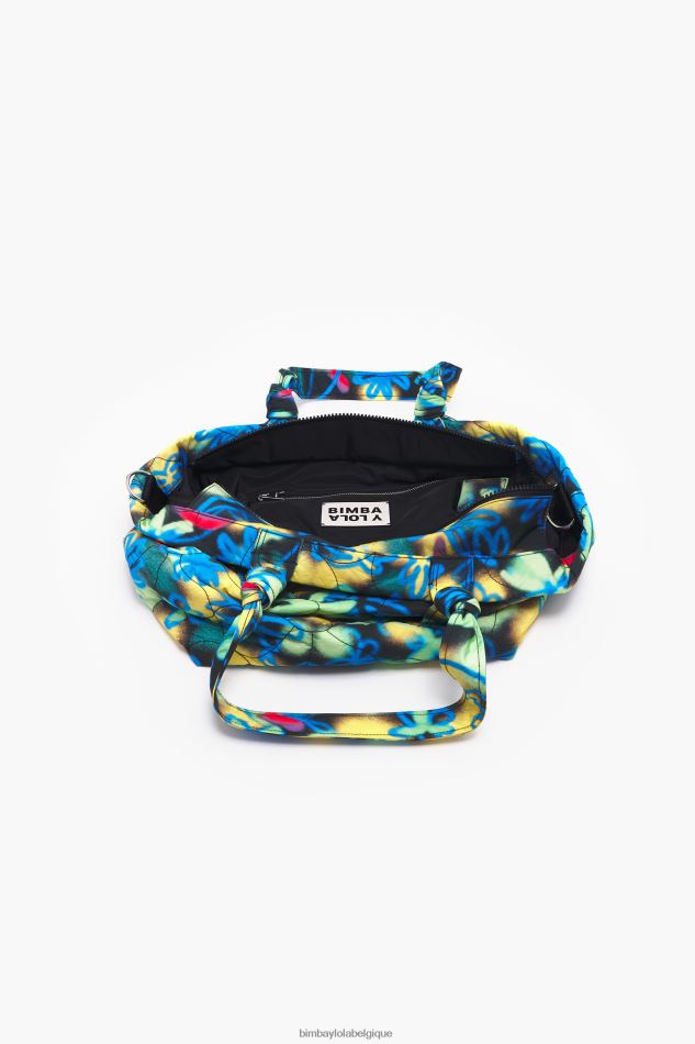 accessoires Bimba Y Lola sac cabas en nylon à fleurs graffiti bleu HV4486132