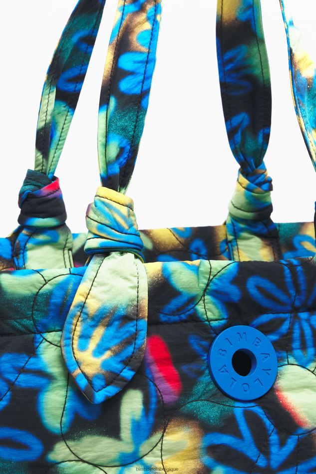 accessoires Bimba Y Lola sac cabas en nylon à fleurs graffiti bleu HV4486132