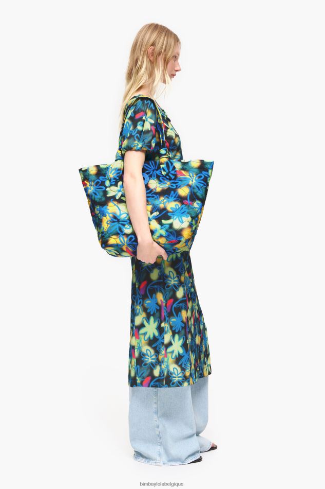 accessoires Bimba Y Lola sac cabas en nylon à fleurs graffiti bleu HV4486132