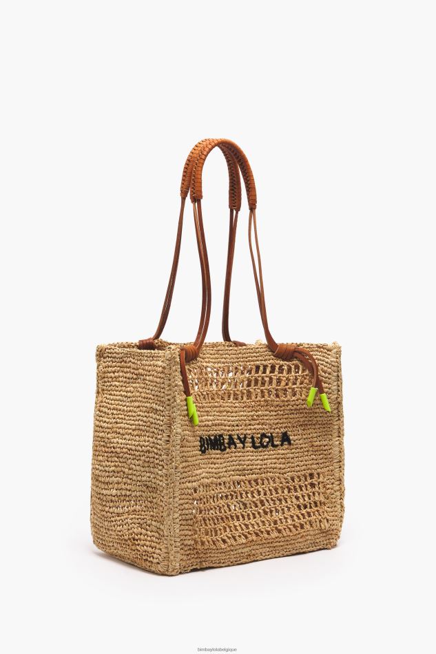 accessoires Bimba Y Lola sac cabas en raphia naturel HV4486114
