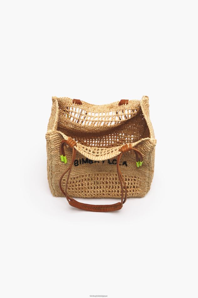 accessoires Bimba Y Lola sac cabas en raphia naturel HV4486114