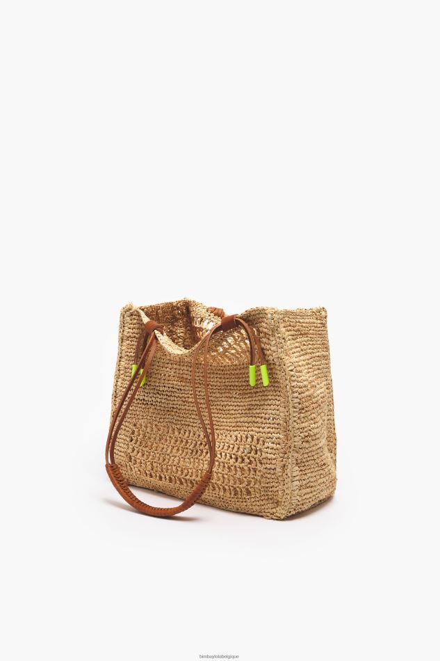 accessoires Bimba Y Lola sac cabas en raphia naturel HV4486114