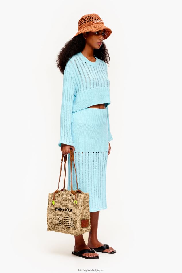 accessoires Bimba Y Lola sac cabas en raphia naturel HV4486114