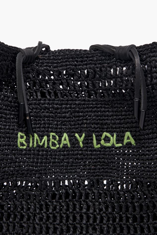 accessoires Bimba Y Lola sac cabas en raphia noir HV4486115