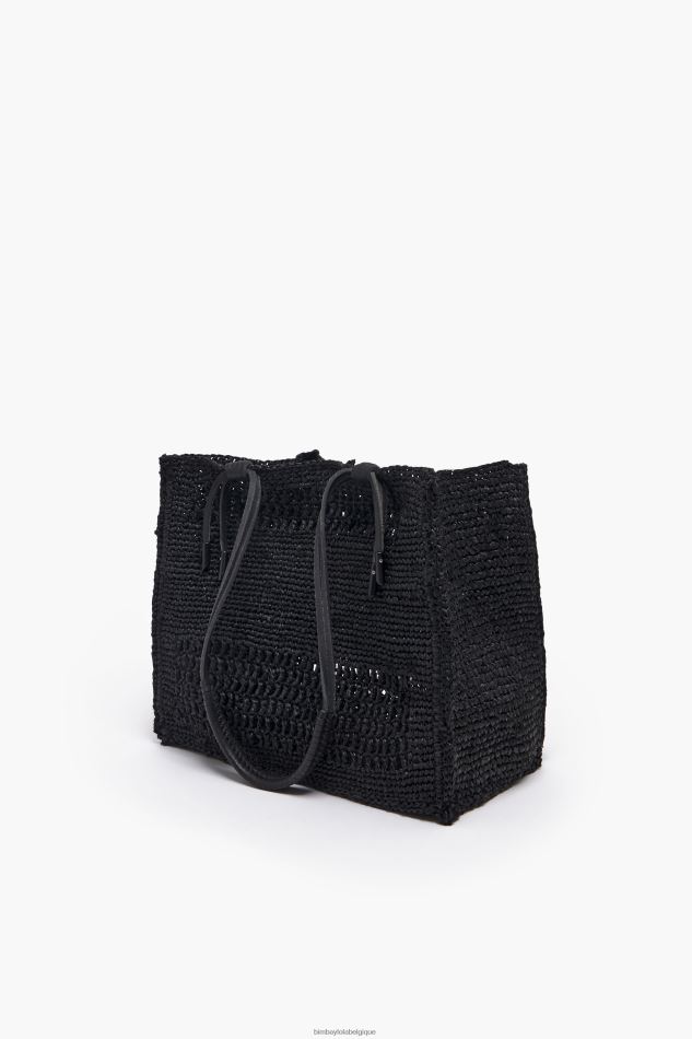 accessoires Bimba Y Lola sac cabas en raphia noir HV4486115