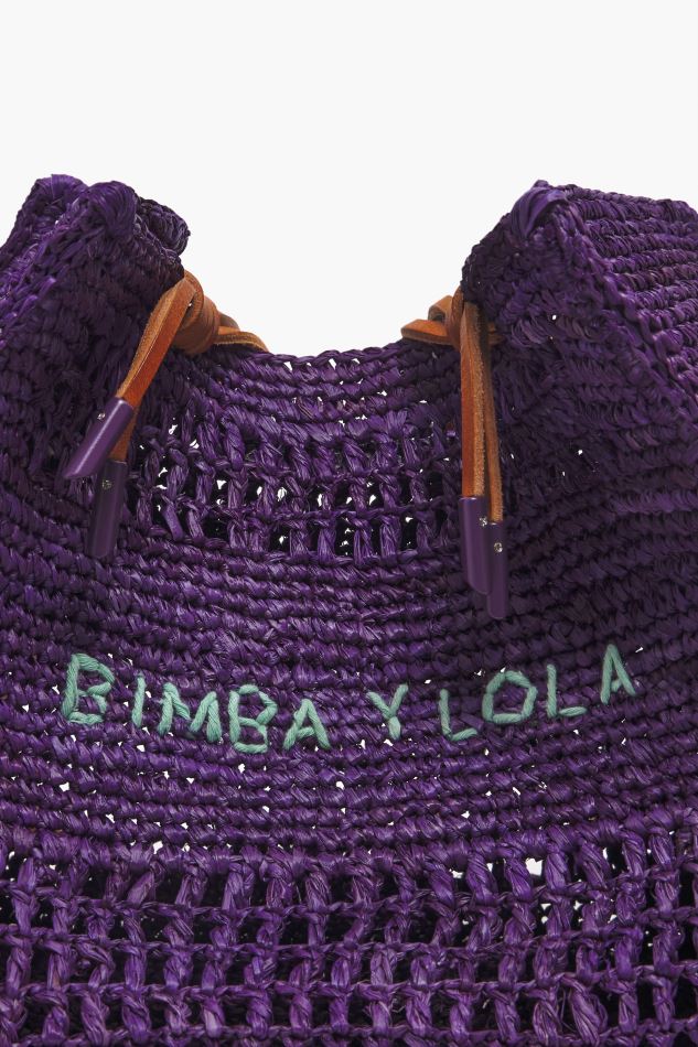 accessoires Bimba Y Lola sac cabas en raphia violet HV4486113
