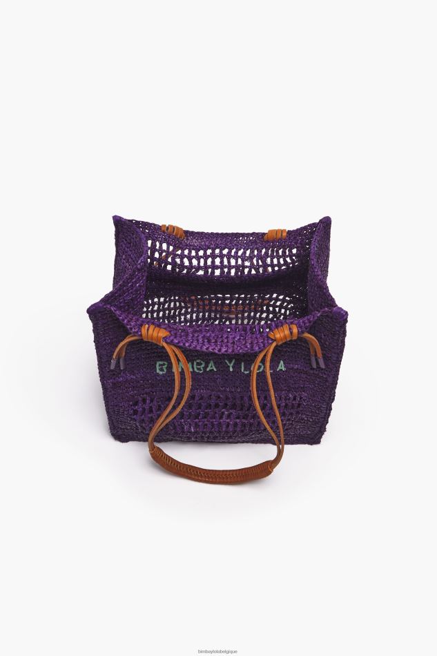 accessoires Bimba Y Lola sac cabas en raphia violet HV4486113
