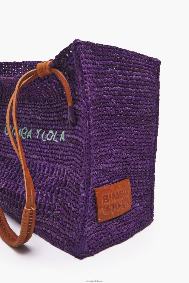 accessoires Bimba Y Lola sac cabas en raphia violet HV4486113