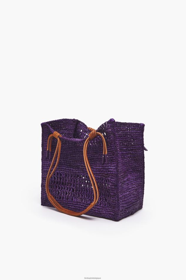 accessoires Bimba Y Lola sac cabas en raphia violet HV4486113