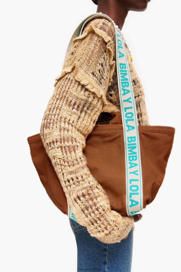 accessoires Bimba Y Lola sac cabas en toile bronzer HV448685