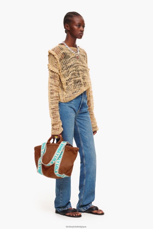 accessoires Bimba Y Lola sac cabas en toile bronzer HV448685